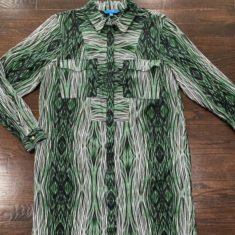 Derek Lam Vibrant Green and Black Patterned Fabric